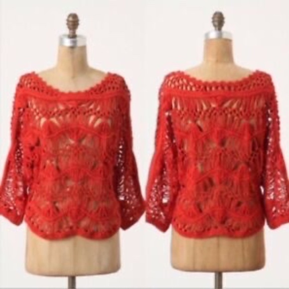 Anthropologie Red Trifelle Little Yellow Bird Pullover Women's Size XS - Picture 2 of 6